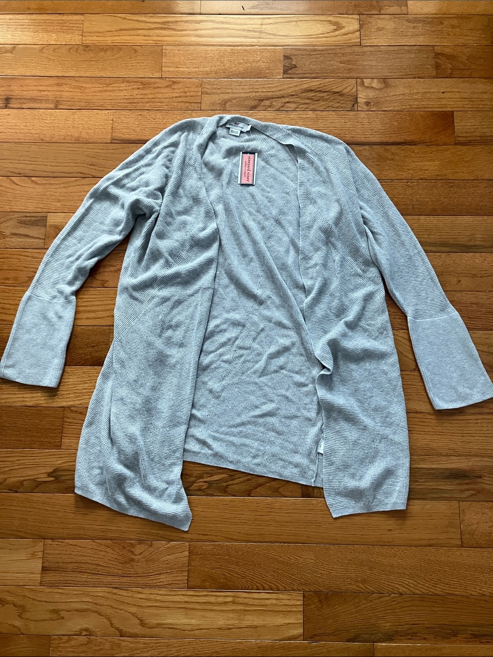 NWT Vineyard Vines Women’s Gray Waffle Knit Open Front Cotton Cardigan - Large